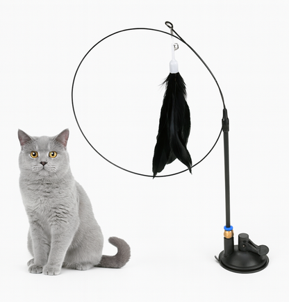 Jouet Interactif à Ventouse avec Plume - Pour Chats et Chatons