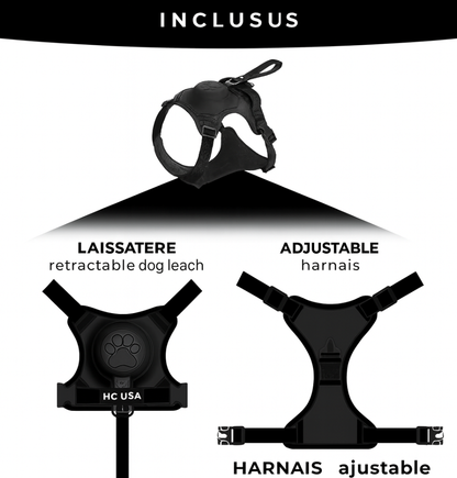 Harnais Réglable avec Laisse Rétractable Intégrée