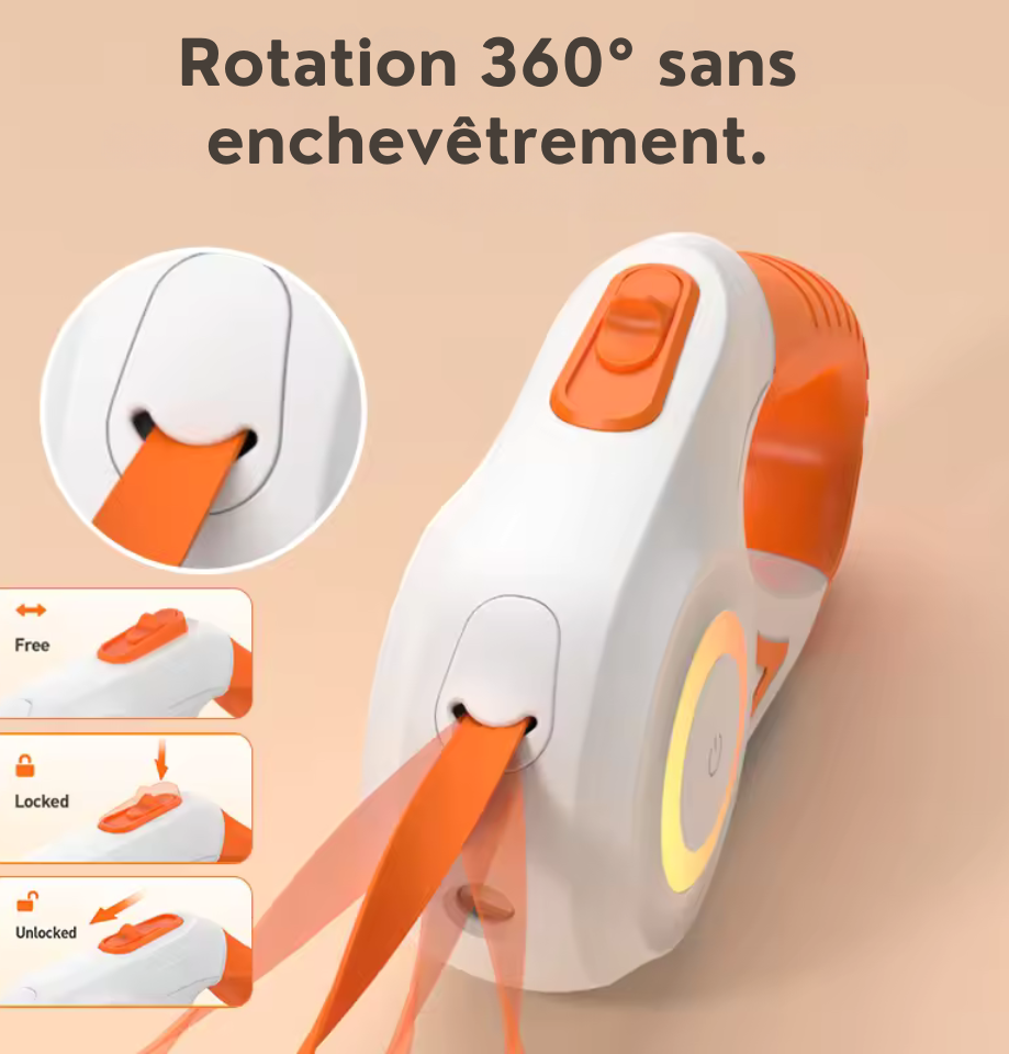 Laisse Rétractable avec Lumière LED