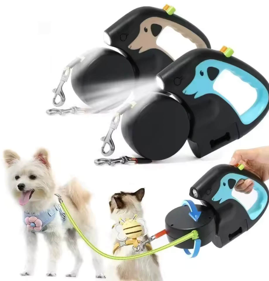 Laisse Rétractable Rotative avec Lampe