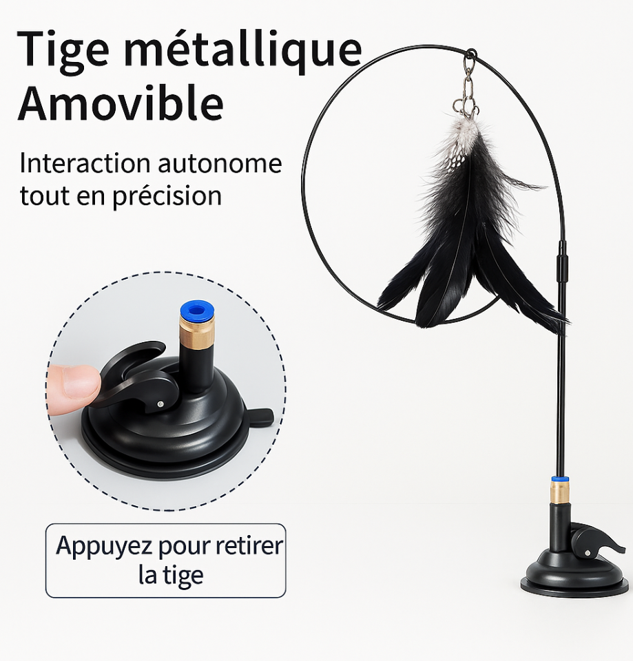 Jouet Interactif à Ventouse avec Plume - Pour Chats et Chatons