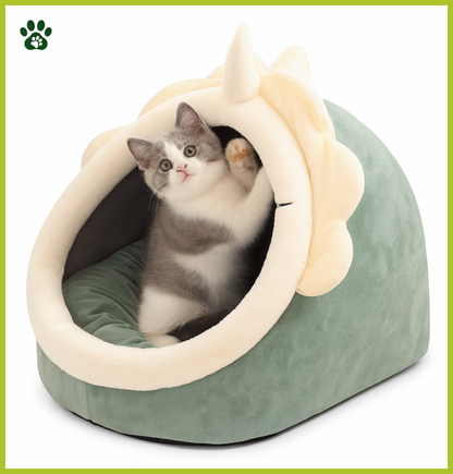 Niche Circulaire en Forme de Dinosaure - Pour Chats et Petits Chiens